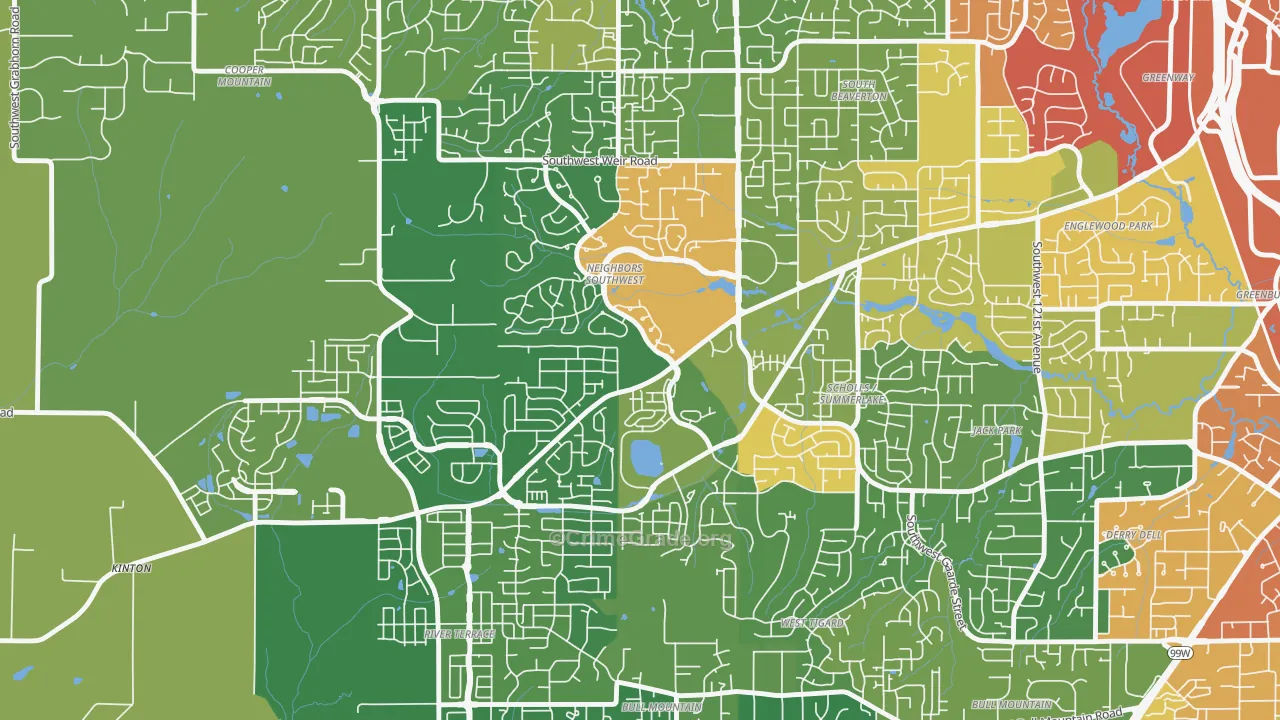 Neighbors Southwest, Beaverton, OR Map of Assault Rates