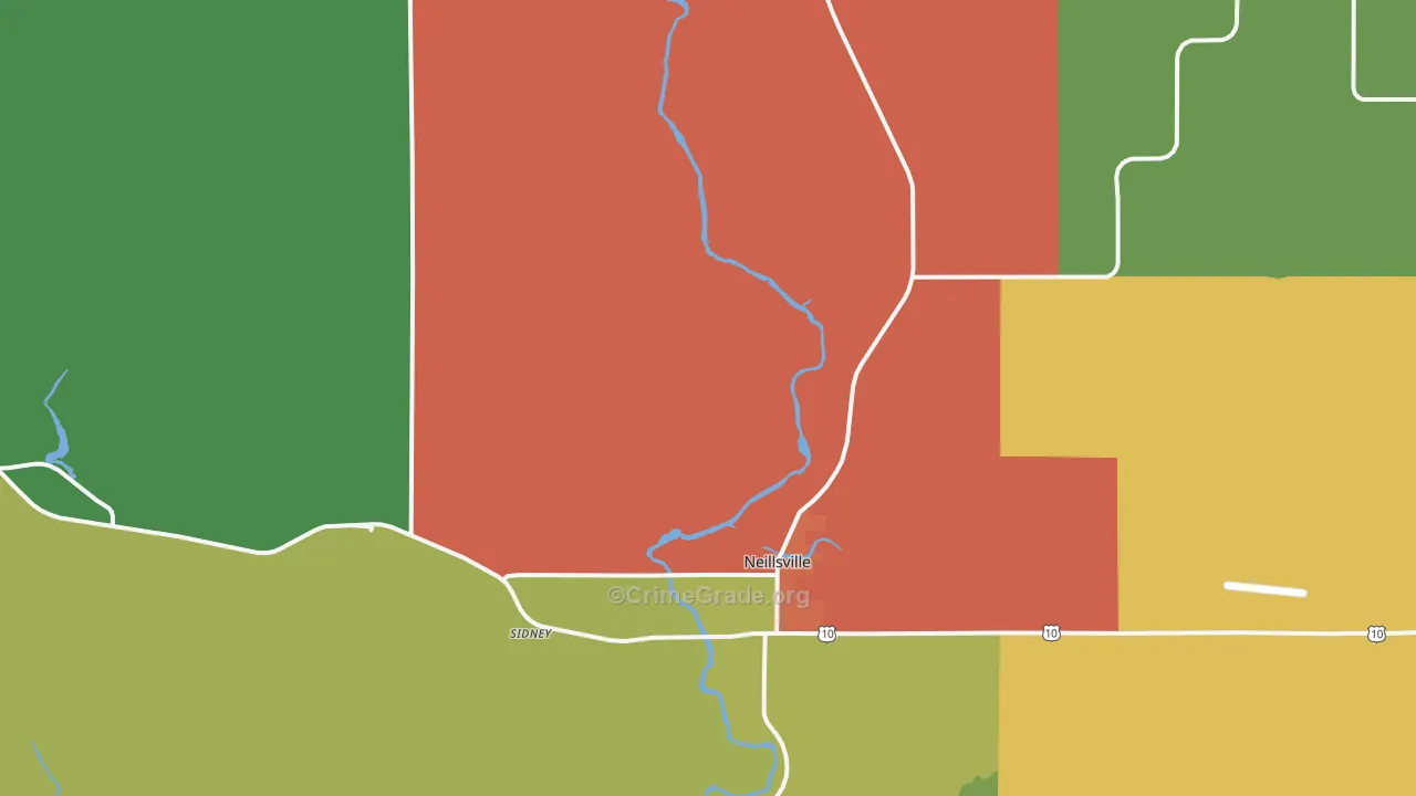 Neillsville, WI Map of Assault Rates
