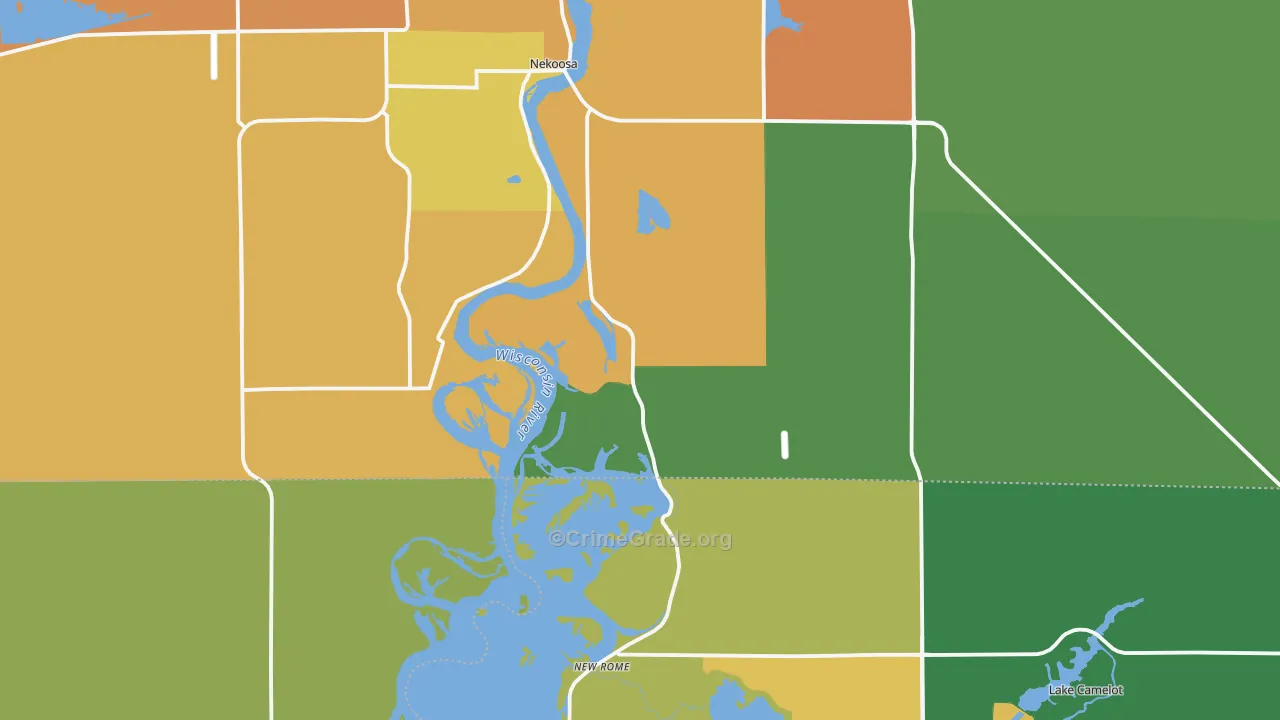 Nekoosa, WI Map of Assault Rates