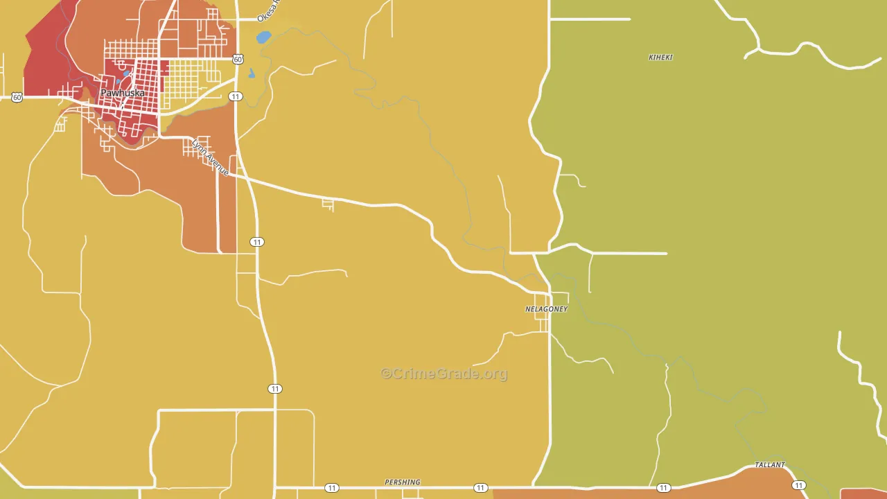 Nelagoney, OK Map of Assault Rates