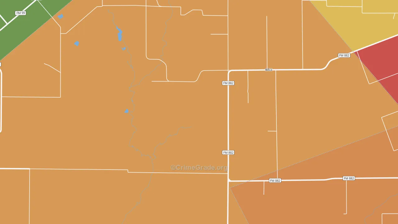 Nell, TX Map of Assault Rates