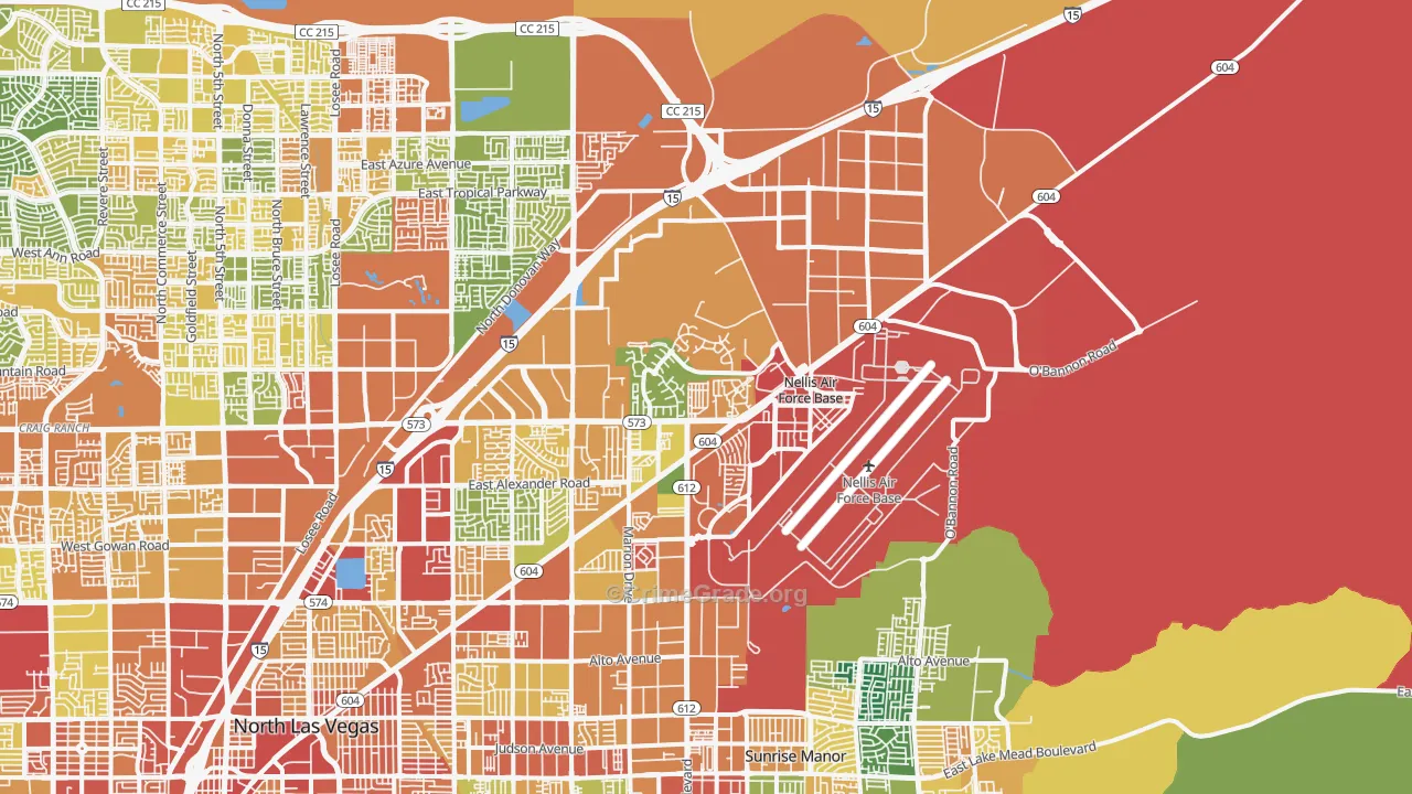Nellis Afb, NV Map of Assault Rates