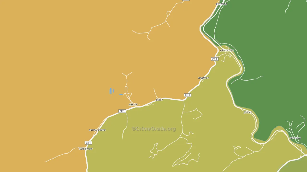Nellis, WV Map of Assault Rates