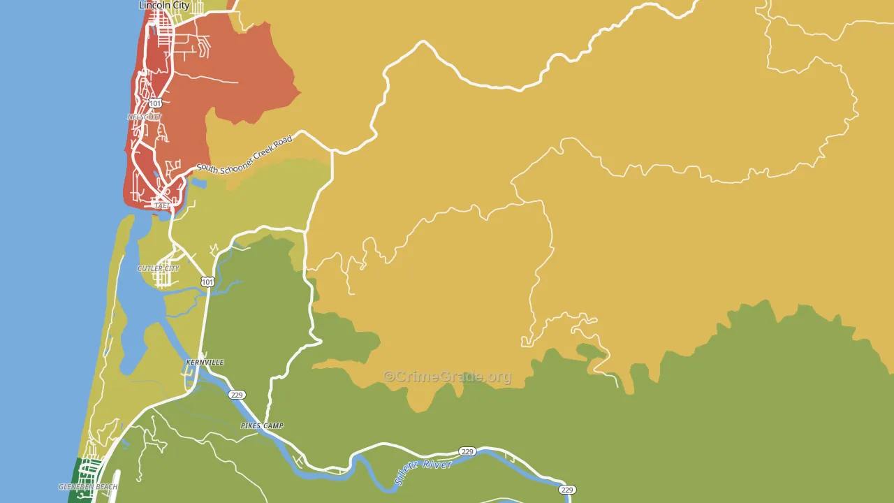 Nelscott, OR Map of Assault Rates