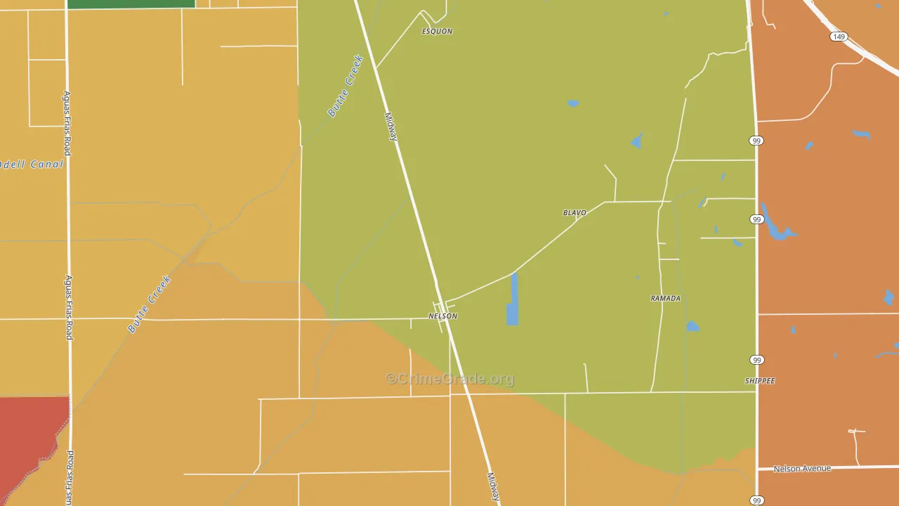 Nelson, CA Map of Assault Rates