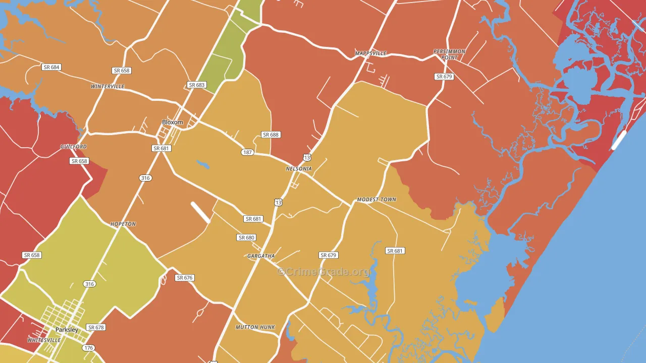 Nelsonia, VA Map of Assault Rates