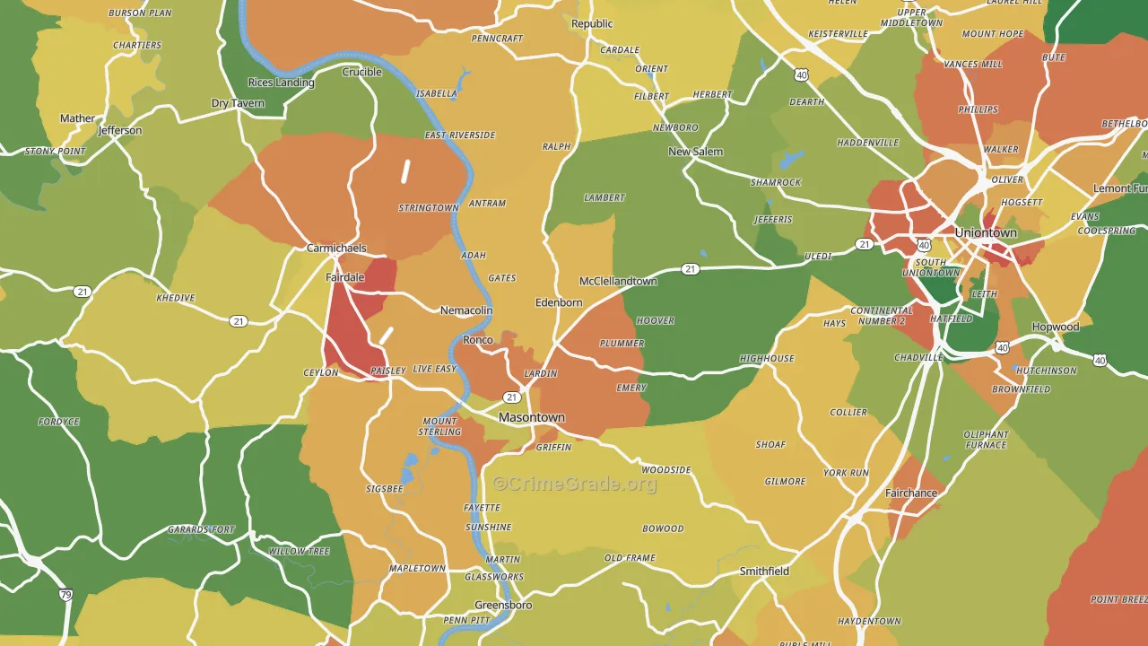 Nemacolin, PA Map of Assault Rates