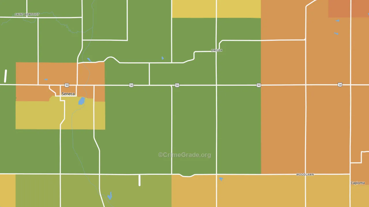 Nemaha County, KS Map of Assault Rates
