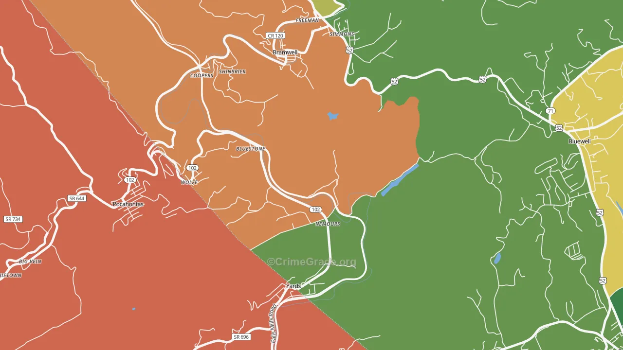 Nemours, WV Map of Assault Rates