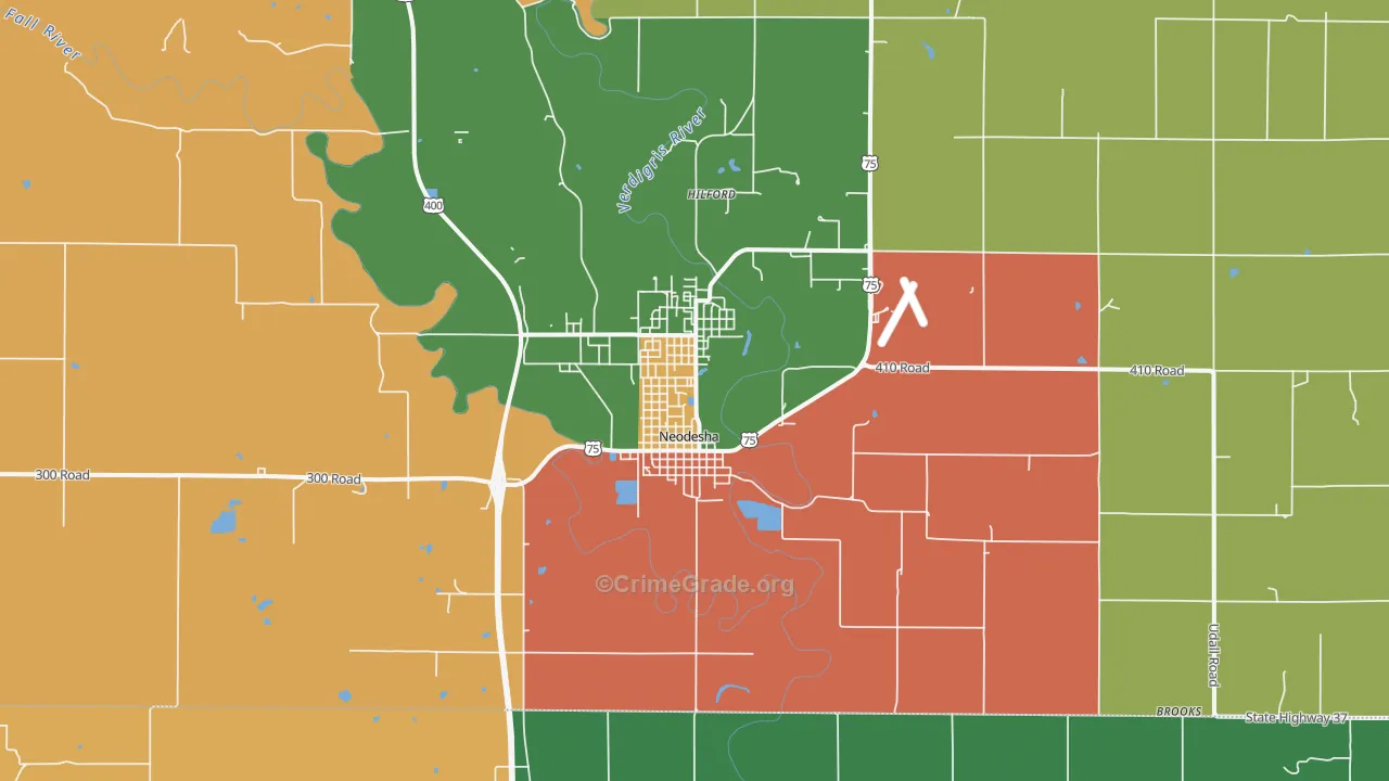 Neodesha, KS Map of Assault Rates