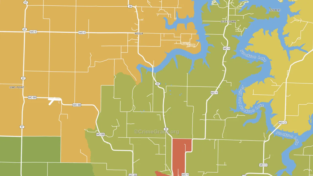 Neola, MO Map of Assault Rates