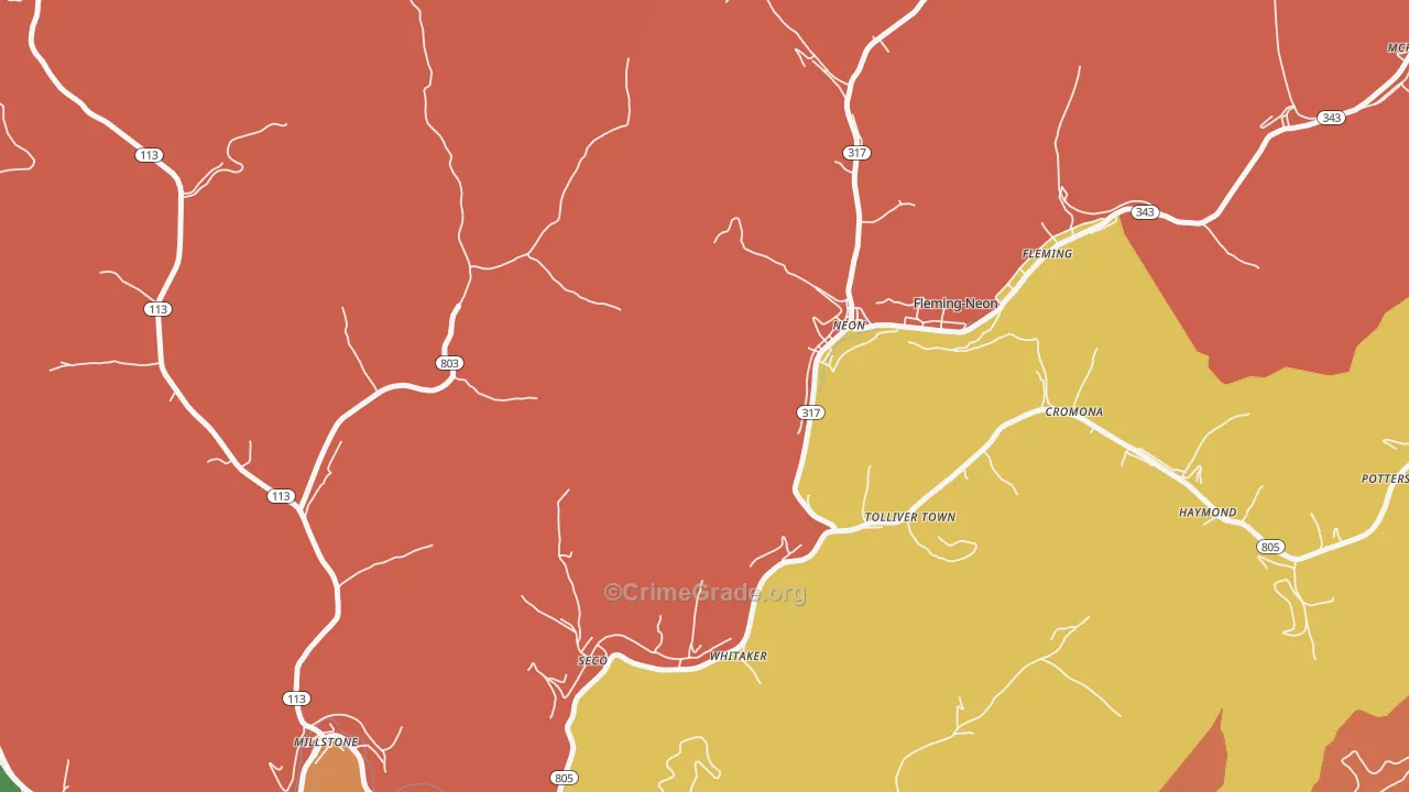 Neon, KY Map of Assault Rates