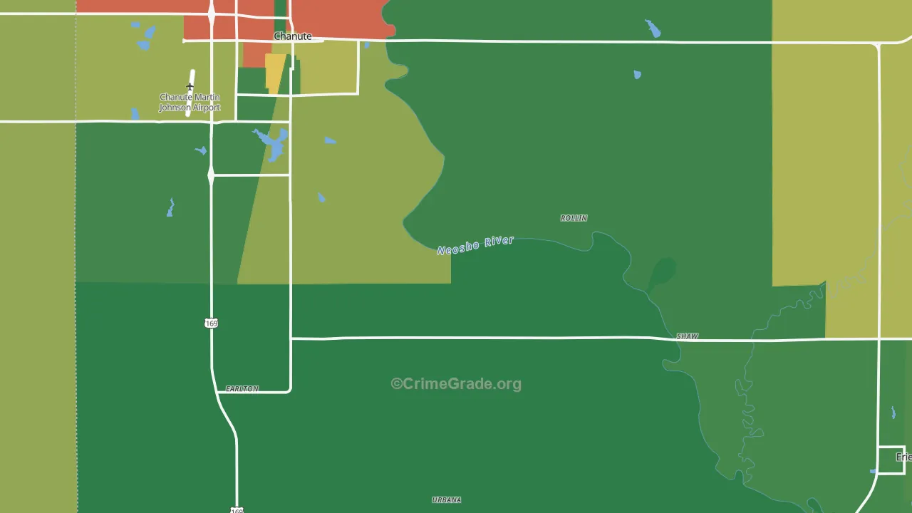 Neosho County, KS Map of Assault Rates