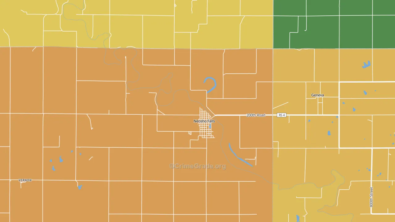 Neosho Falls, KS Map of Assault Rates