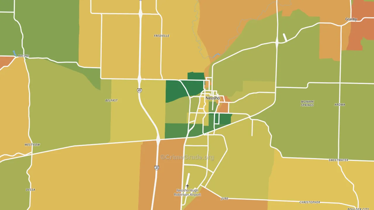 Neosho, MO Map of Assault Rates
