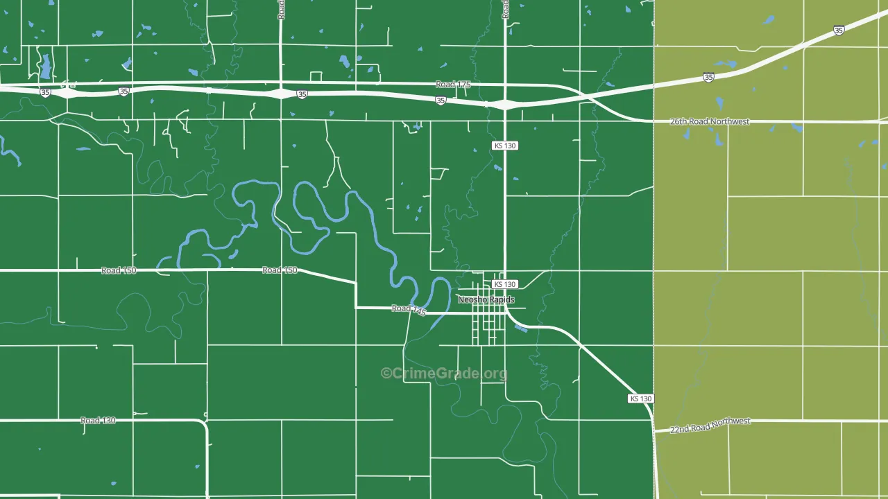 Neosho Rapids, KS Map of Assault Rates