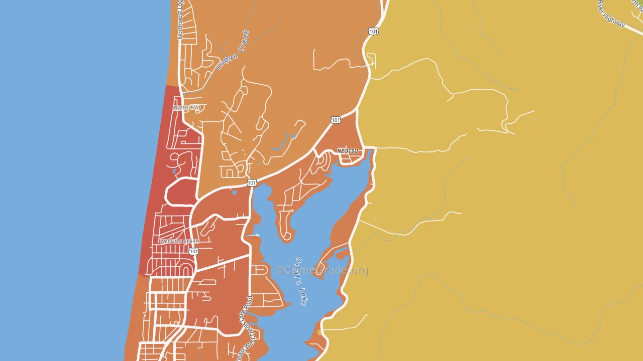 Neotsu, OR Map of Assault Rates