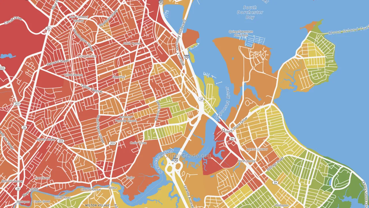 Neponset, Boston, MA Map of Assault Rates