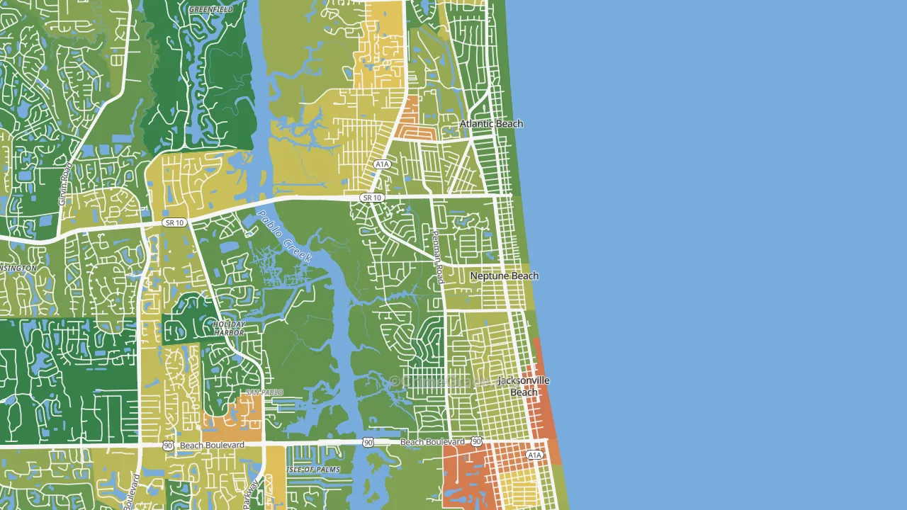 Neptune Beach, FL Map of Assault Rates