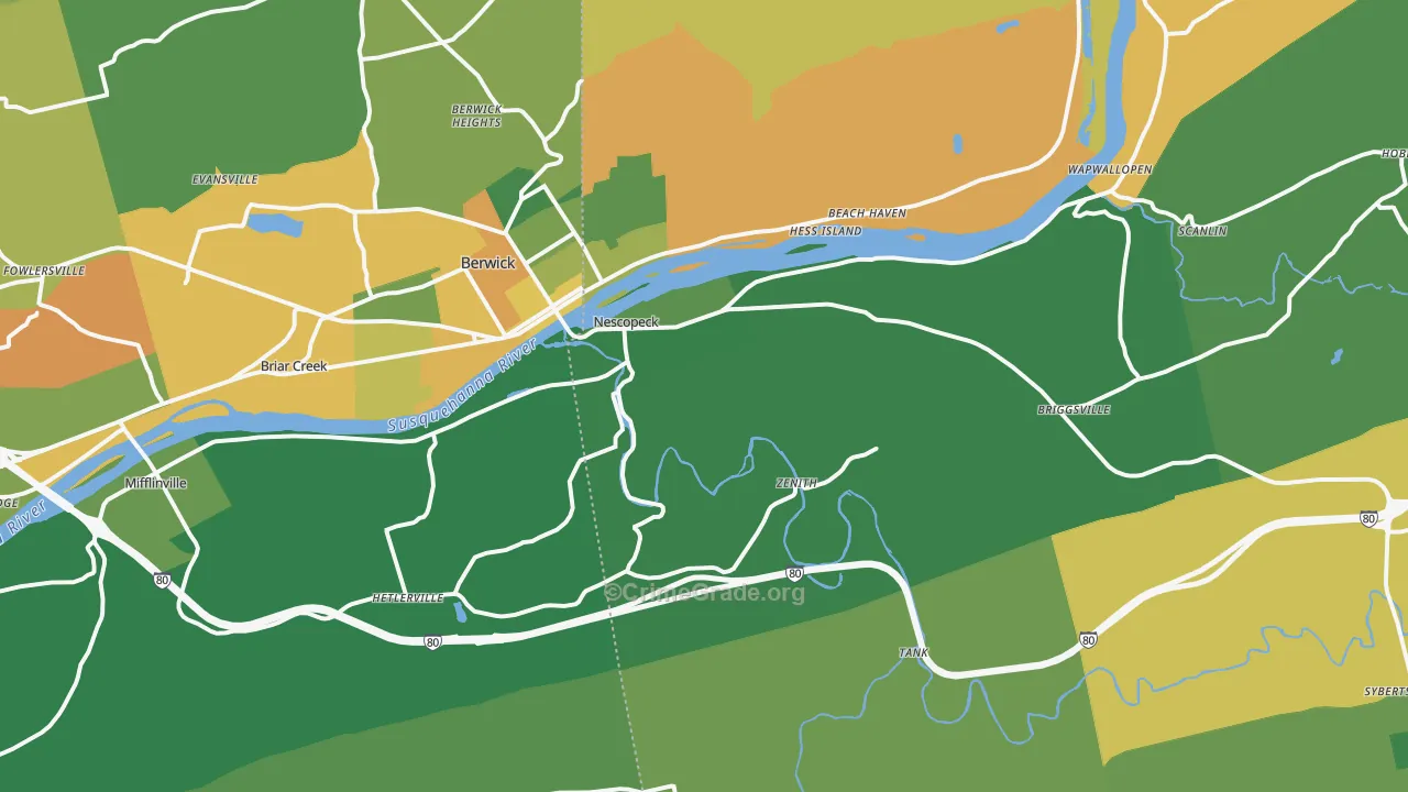 Nescopeck, PA Map of Assault Rates