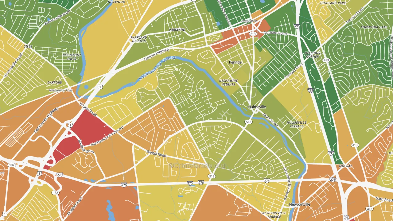 Neshaminy Valley, Bensalem, PA Map of Assault Rates