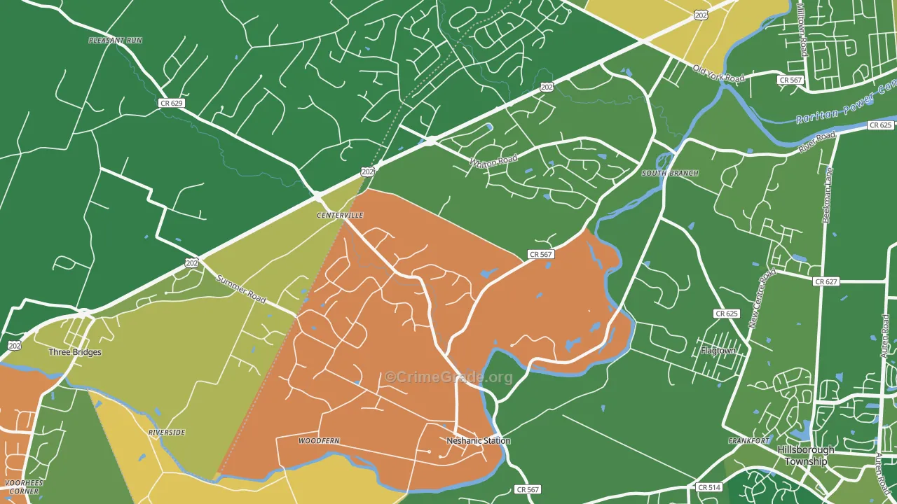 Neshanic Station, NJ Map of Assault Rates