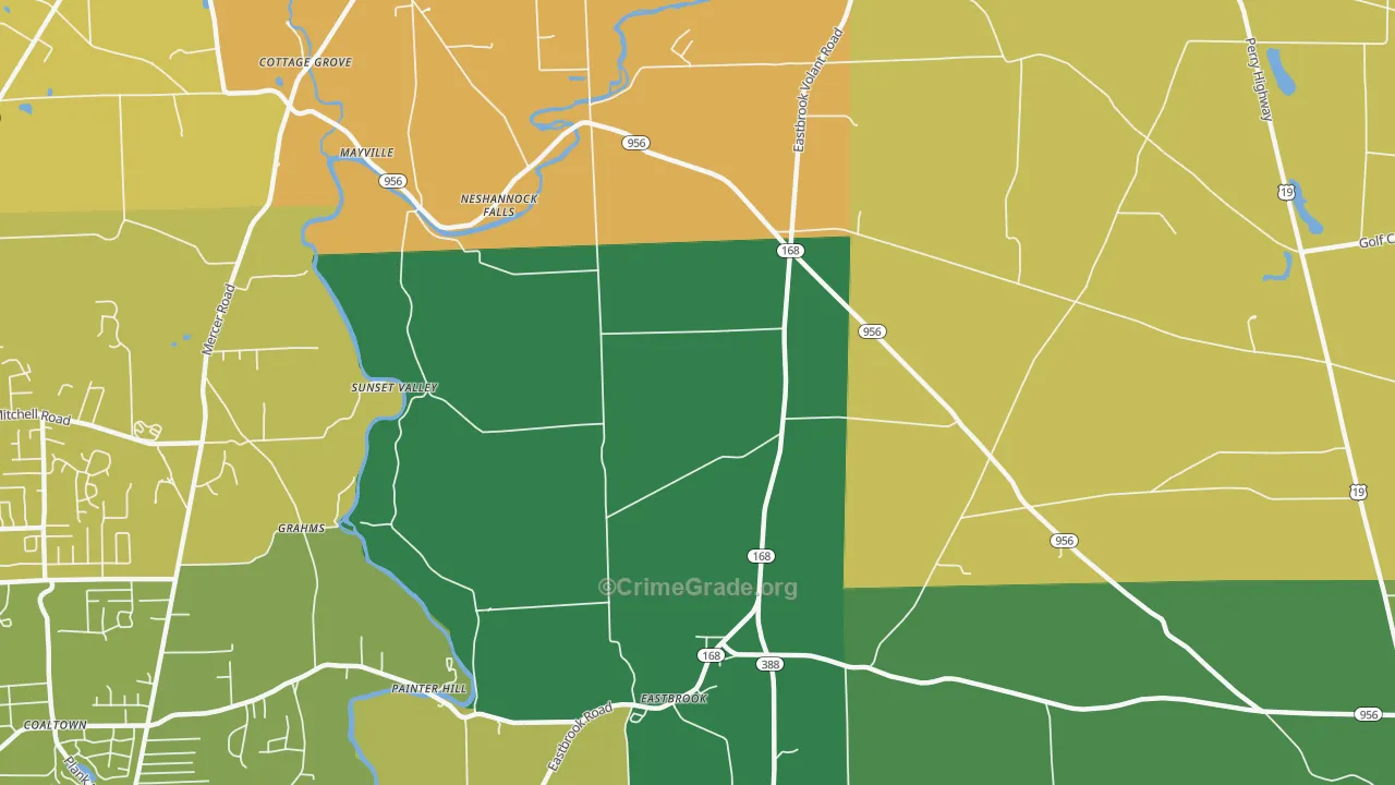 Neshannock Falls, PA Map of Assault Rates