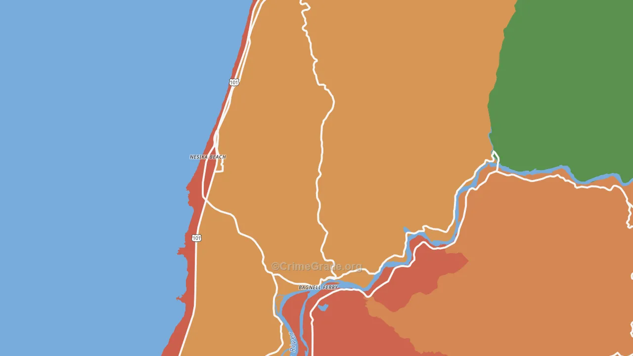 Nesika Beach, OR Map of Assault Rates