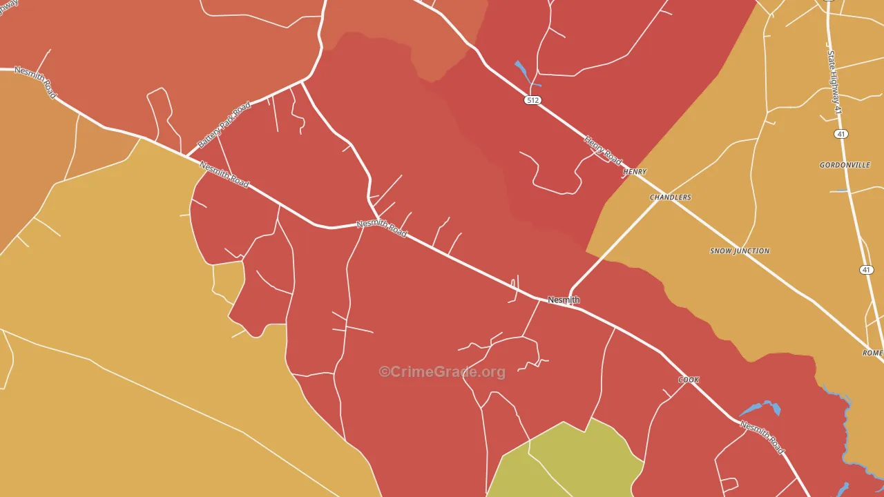 Nesmith, SC Map of Assault Rates