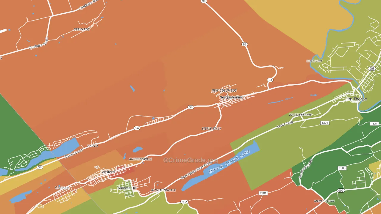 Nesquehoning, PA Map of Assault Rates