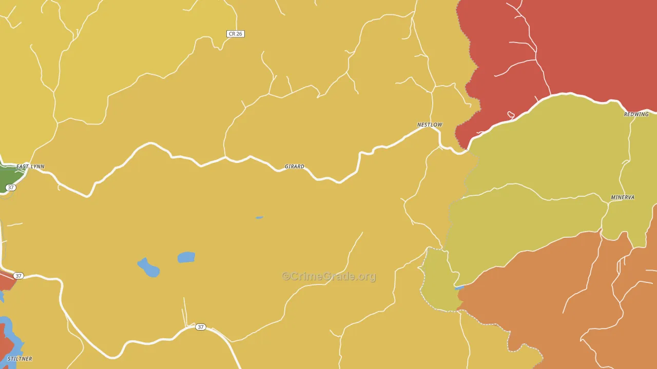 Nestlow, WV Map of Assault Rates