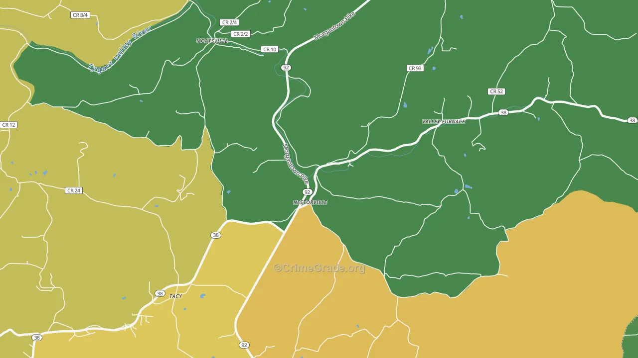 Nestorville, WV Map of Assault Rates