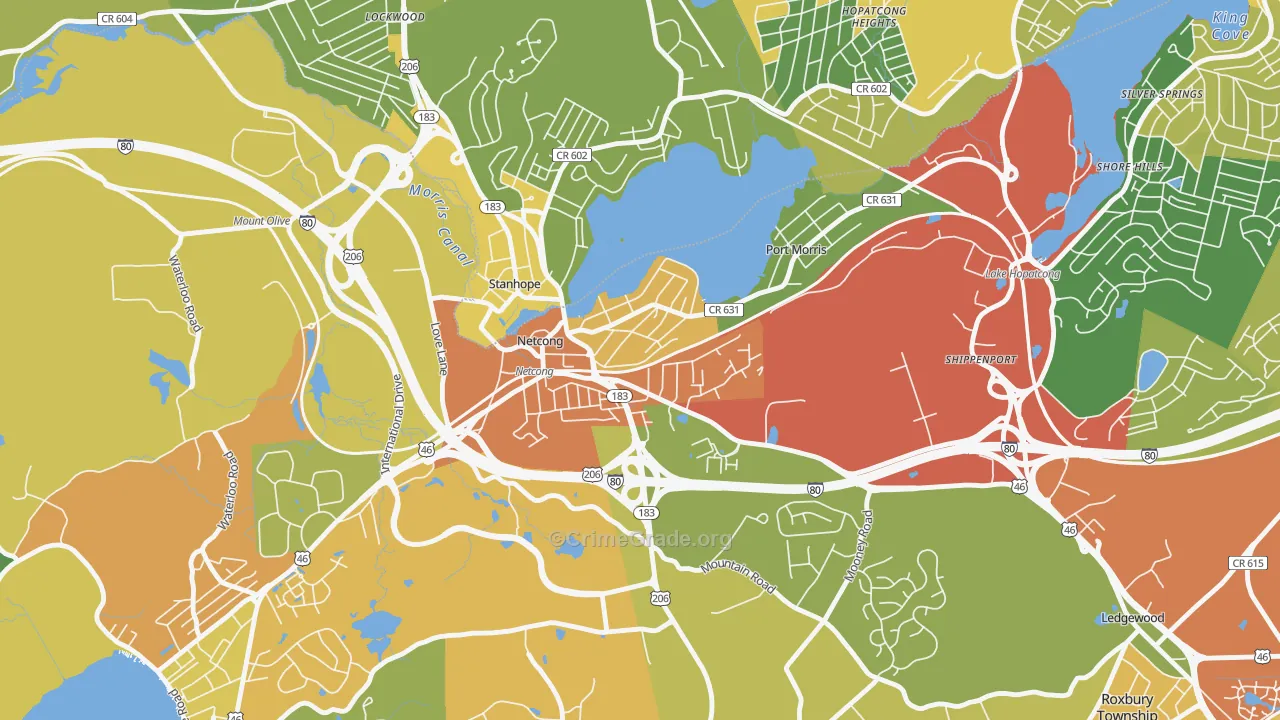 Netcong, NJ Map of Assault Rates