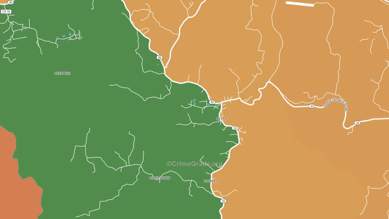 Nettie, WV Map of Assault Rates