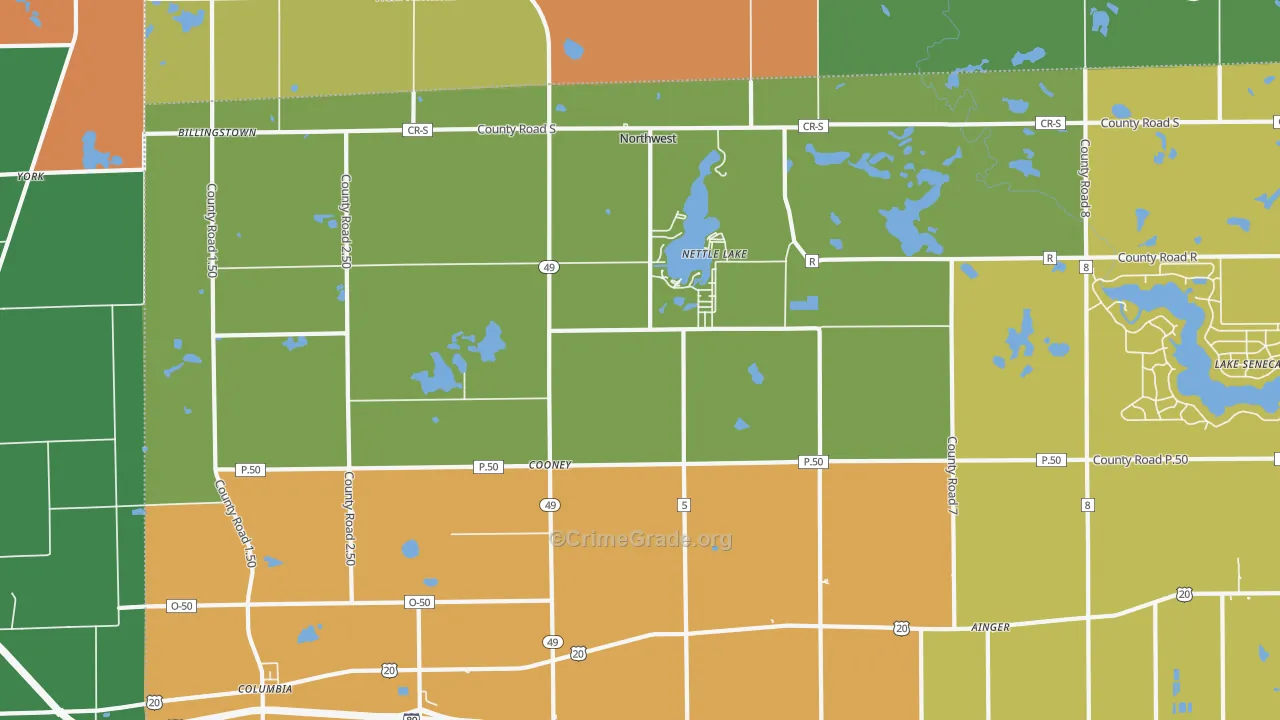 Nettle Lake, OH Map of Assault Rates