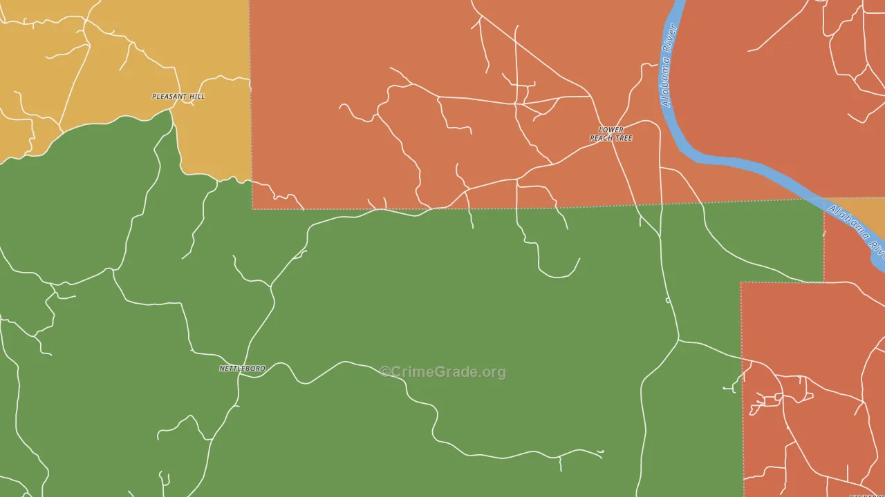 Nettleboro, AL Map of Assault Rates