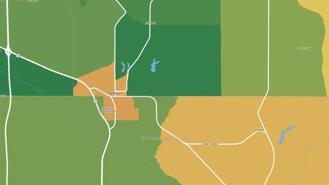 Nettleton, MS Map of Assault Rates