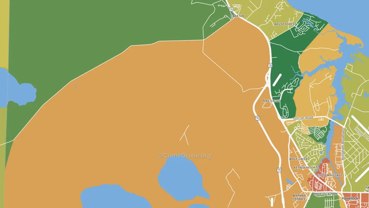 Neuse Forest, NC Map of Assault Rates