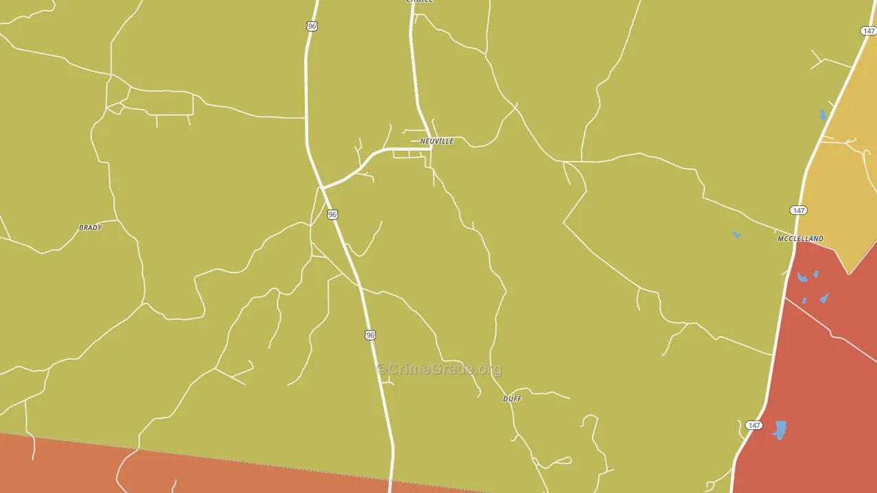 Neuville, TX Map of Assault Rates