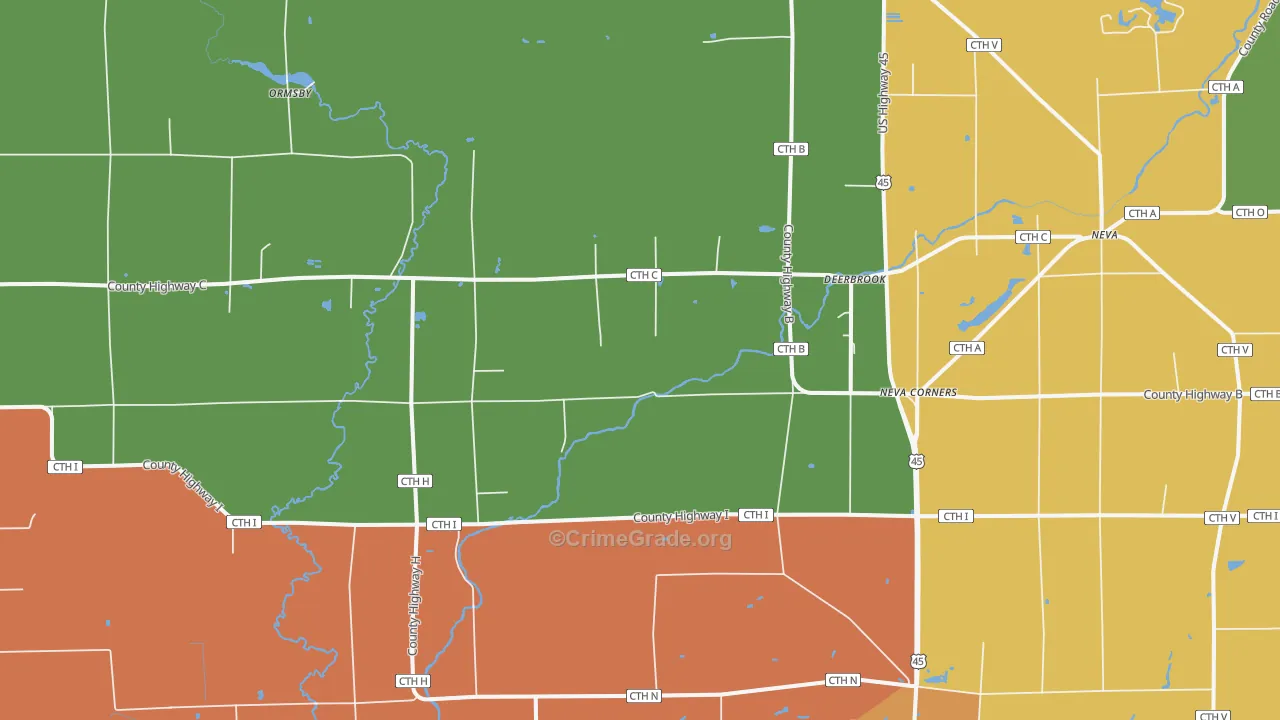 Neva Corners, WI Map of Assault Rates