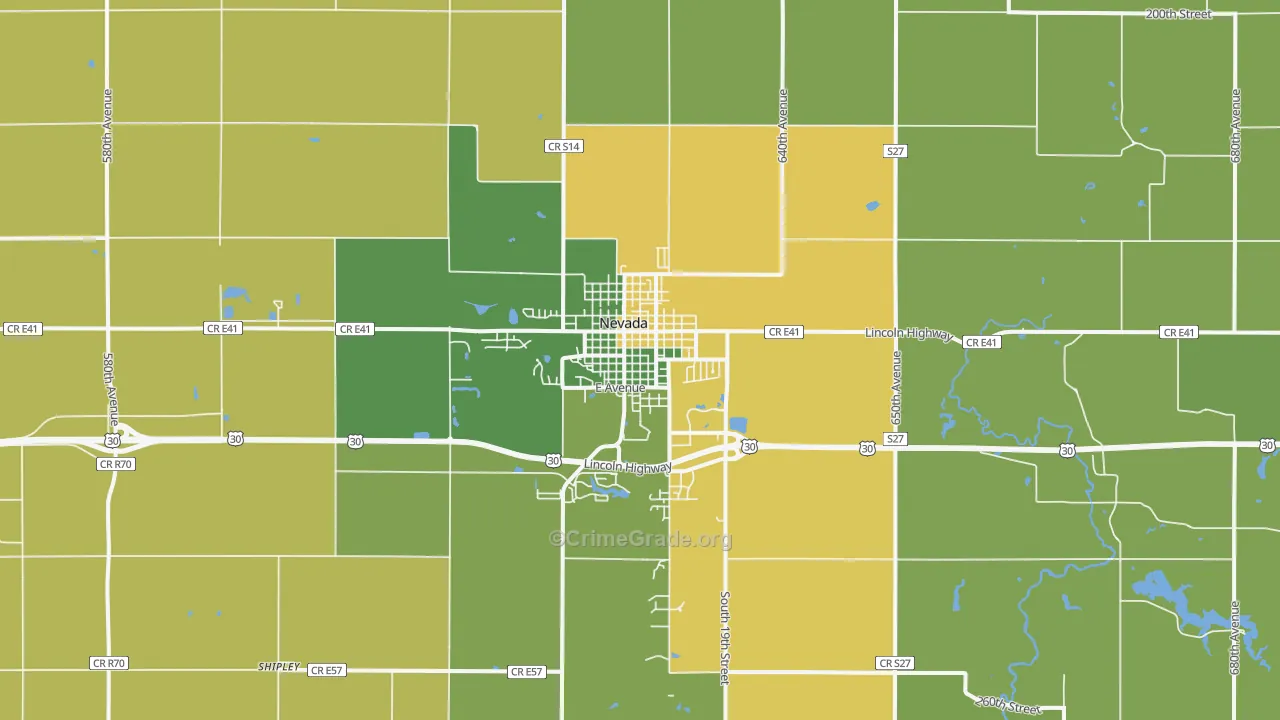 Nevada, IA Map of Assault Rates