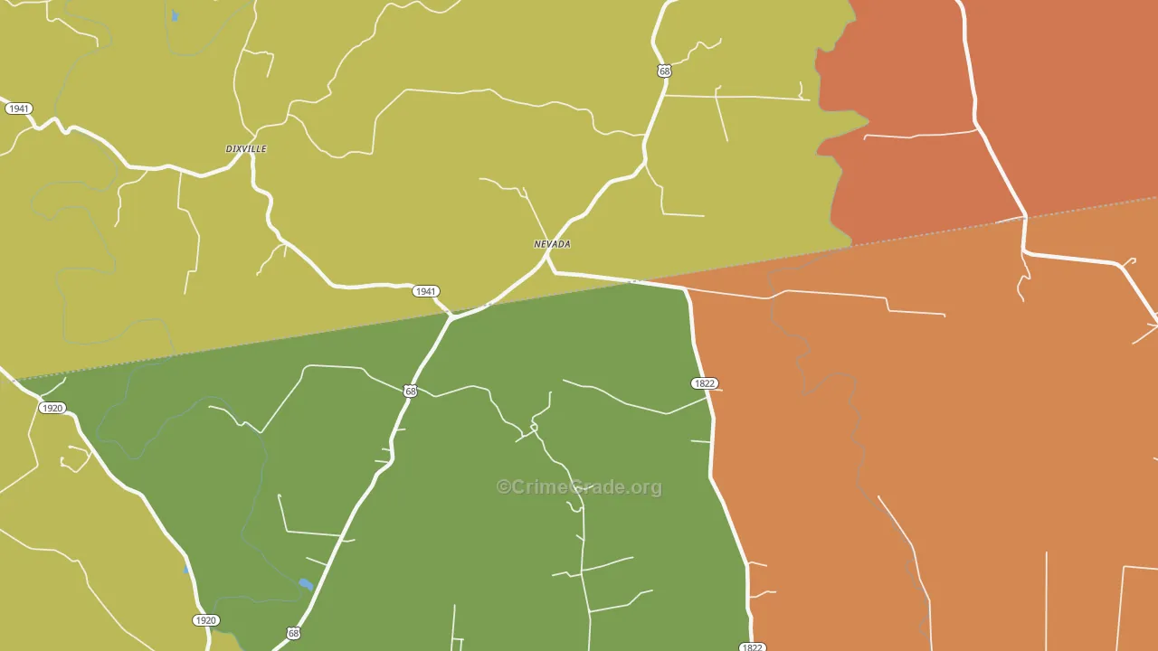 Nevada, KY Map of Assault Rates
