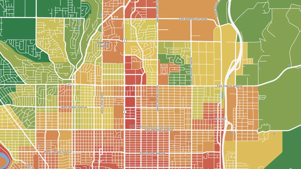 Nevada-Lidgerwood, Spokane, WA Map of Assault Rates