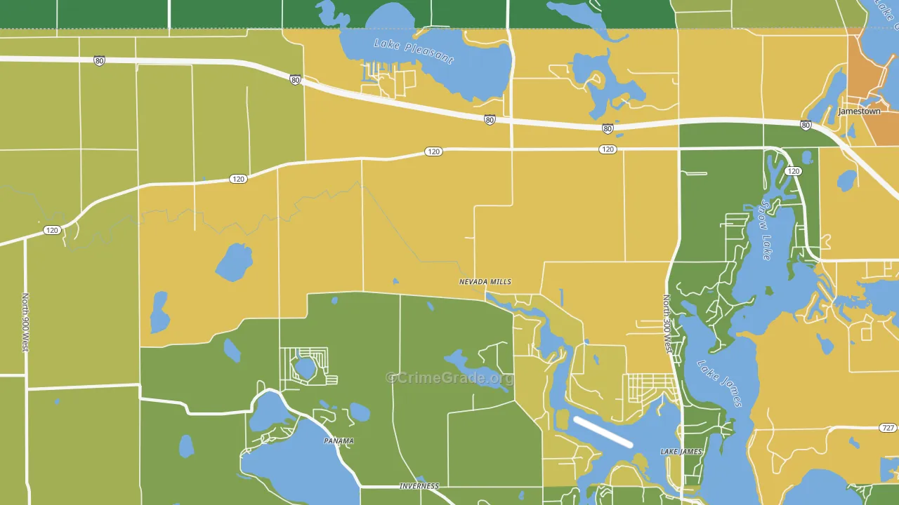 Nevada Mills, IN Map of Assault Rates