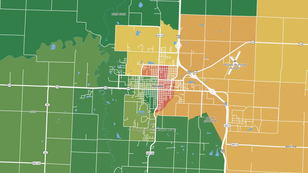 Nevada, MO Map of Assault Rates