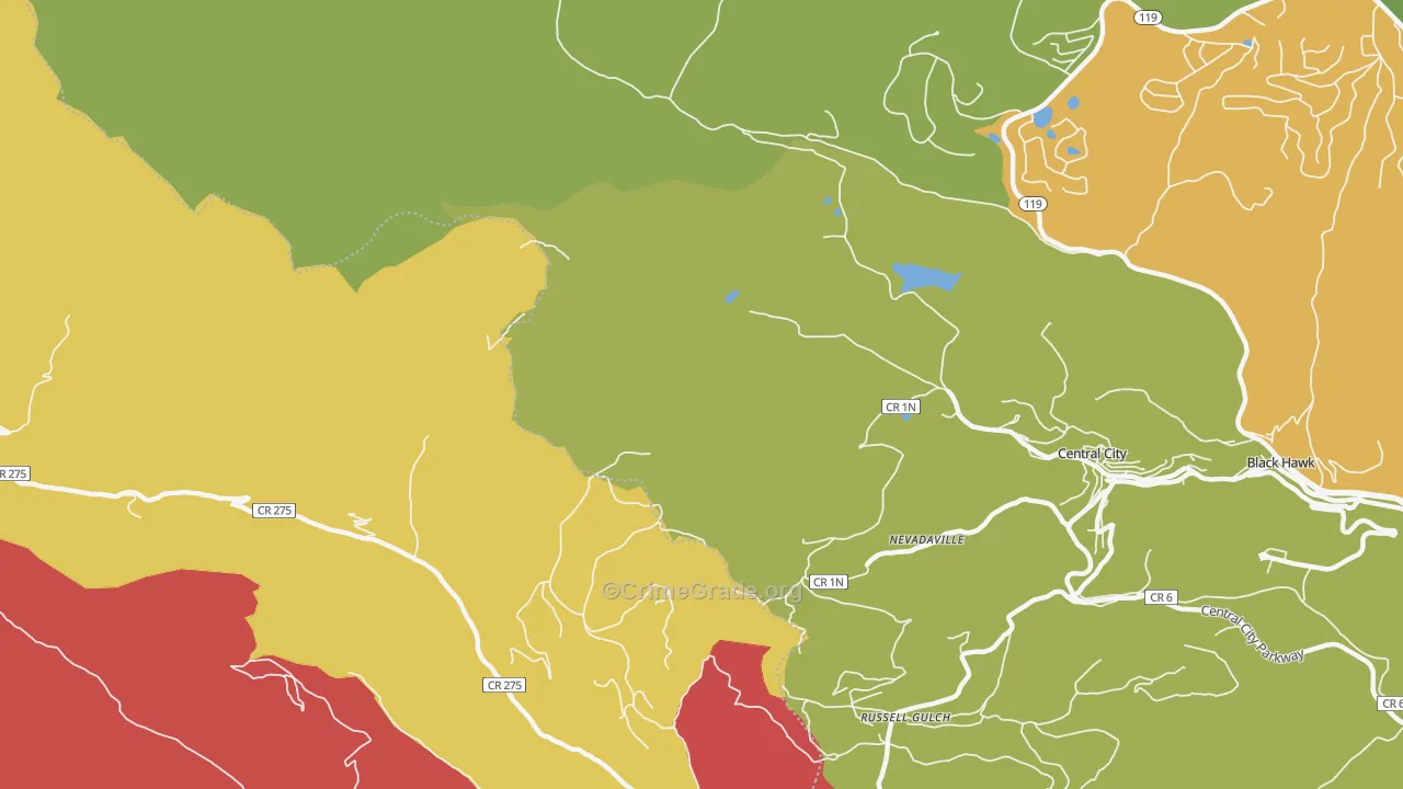 Nevadaville, CO Map of Assault Rates