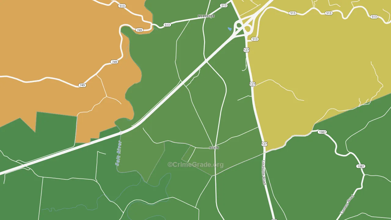 Nevin, KY Map of Assault Rates