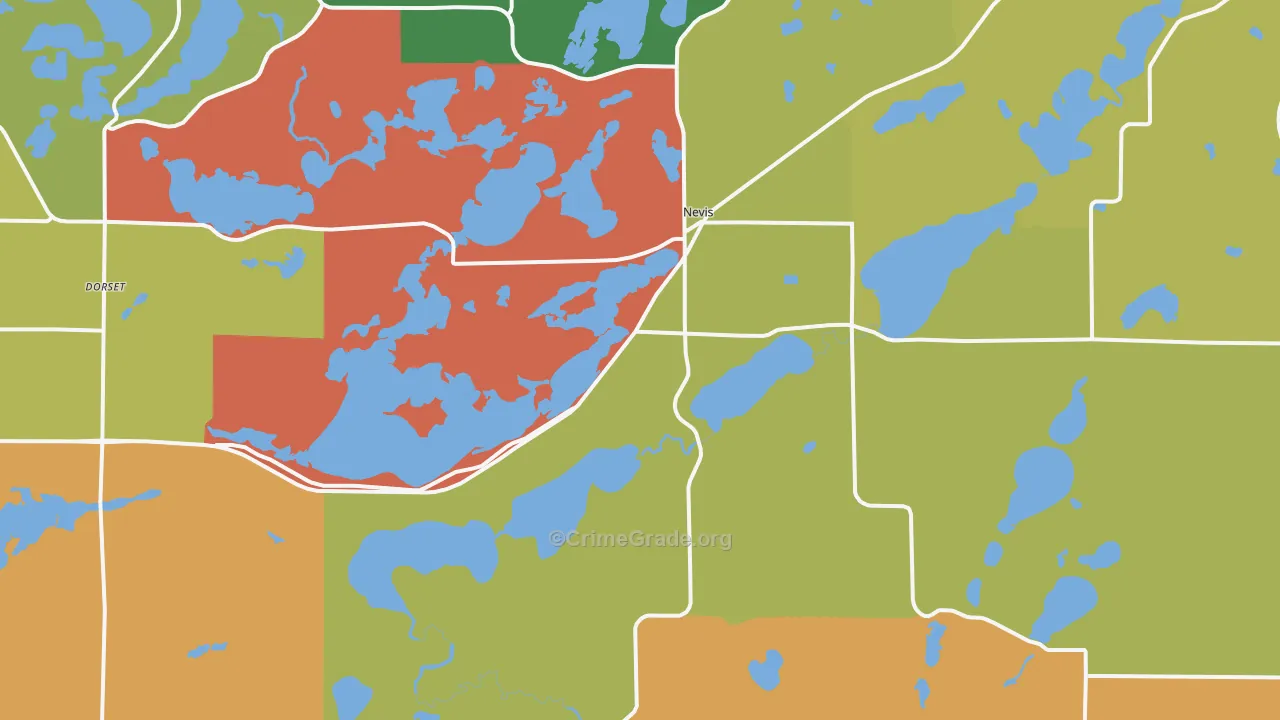 Nevis, MN Map of Assault Rates
