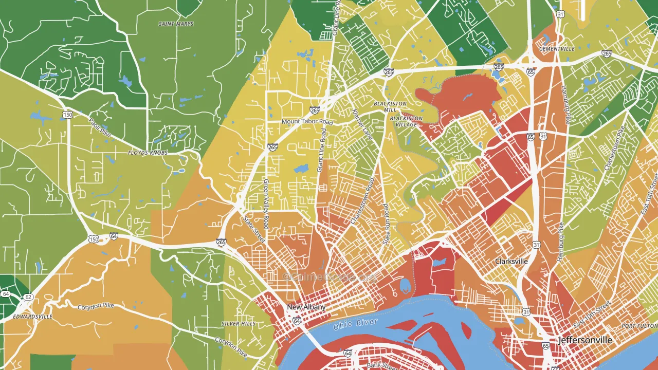 New Albany, IN Map of Assault Rates
