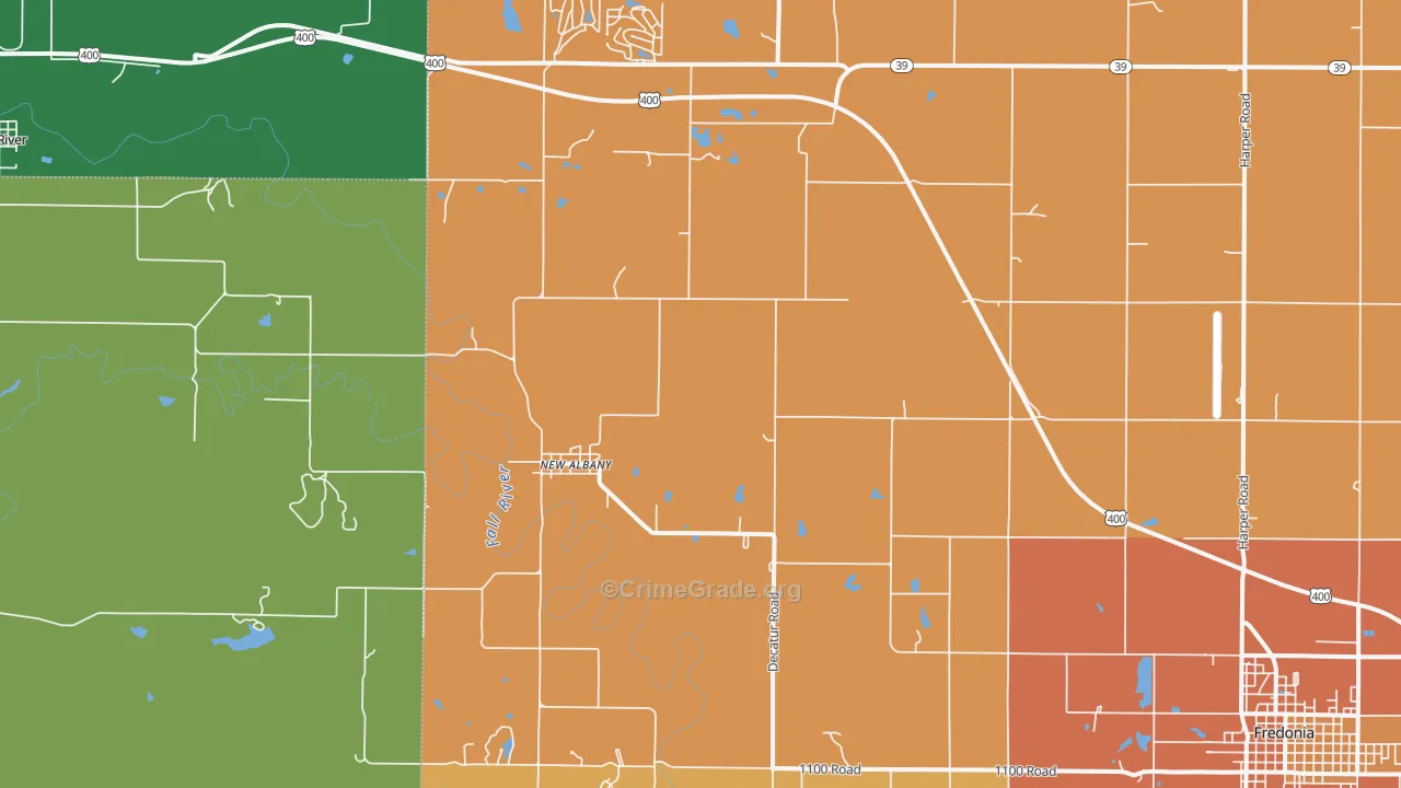New Albany, KS Map of Assault Rates